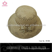 elegant new design boater straw hat for ladies decorate